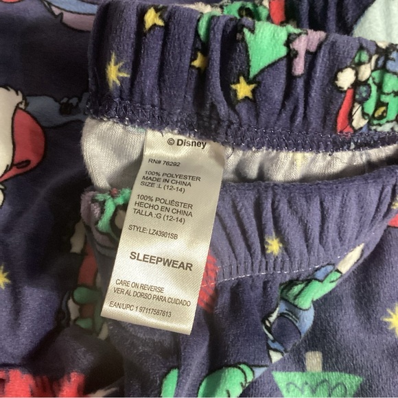 Disney Stitch & Scrump Christmas Long Sleeve Pajama Set Women’s Size L EUC - Picture 8 of 10